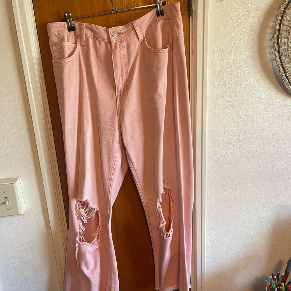 Pink Distressed Jeans